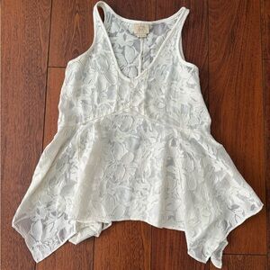 Y2K White Lace Peplum Tank Top Size S